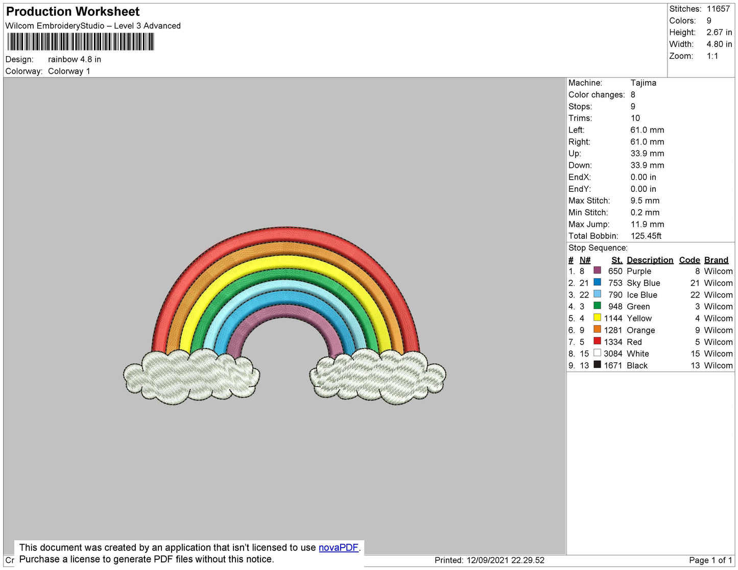 Rainbow Embroidery File 4 size
