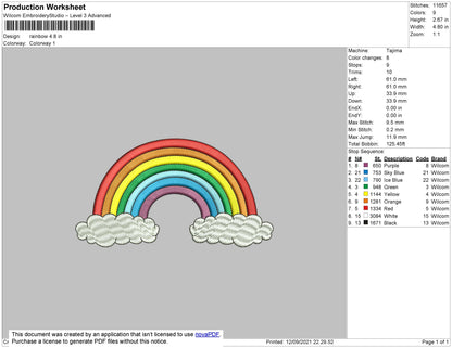 Rainbow Embroidery File 4 size