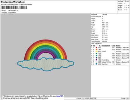 Rainbow Embroidery File 4 size