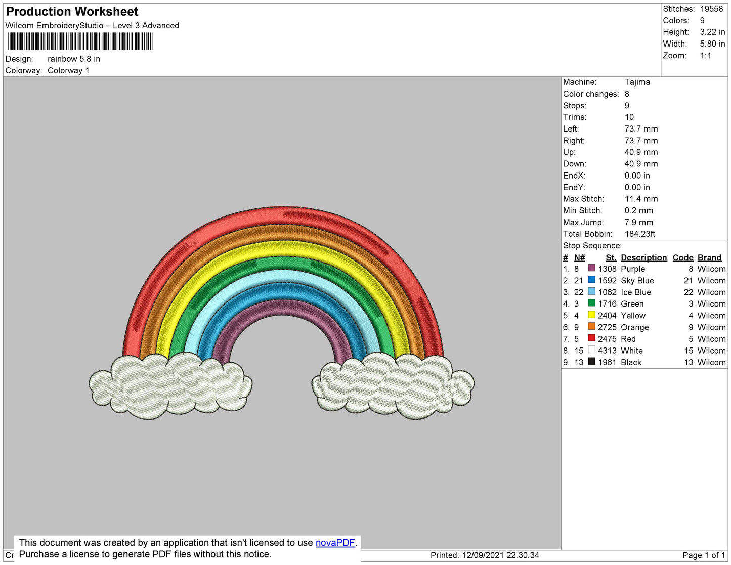 Rainbow Embroidery File 4 size