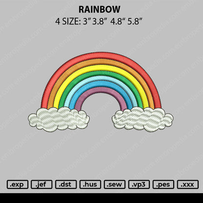 Rainbow Embroidery File 4 size
