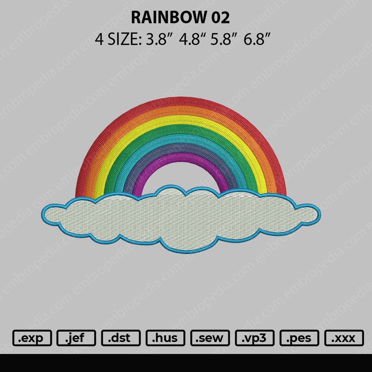 Rainbow Embroidery File 4 size