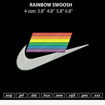 Rainbow Swoosh Embroidery File 4 size