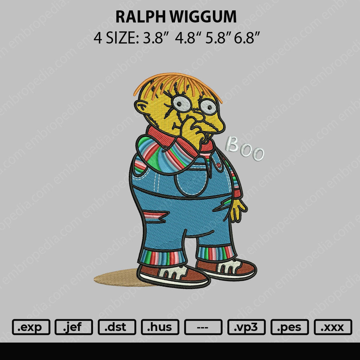 Ralph Wiggum Embroidery File 4 size
