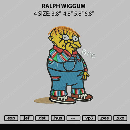 Ralph Wiggum Embroidery File 4 size