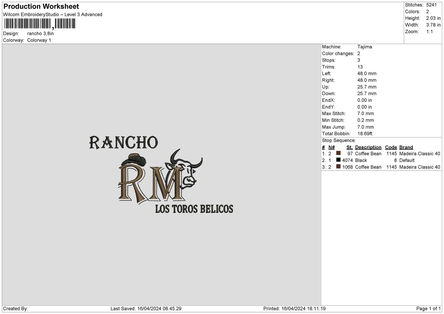 Ranchotext02 Embroidery File 6 sizes
