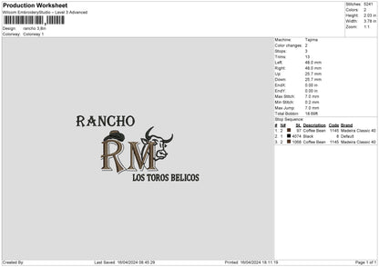Ranchotext02 Embroidery File 6 sizes