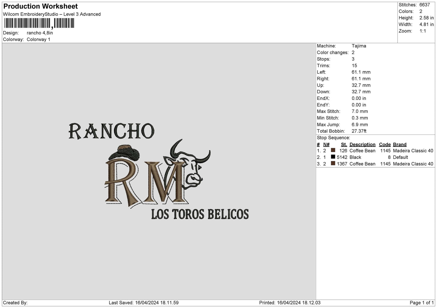 Ranchotext02 Embroidery File 6 sizes