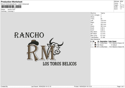 Ranchotext02 Embroidery File 6 sizes