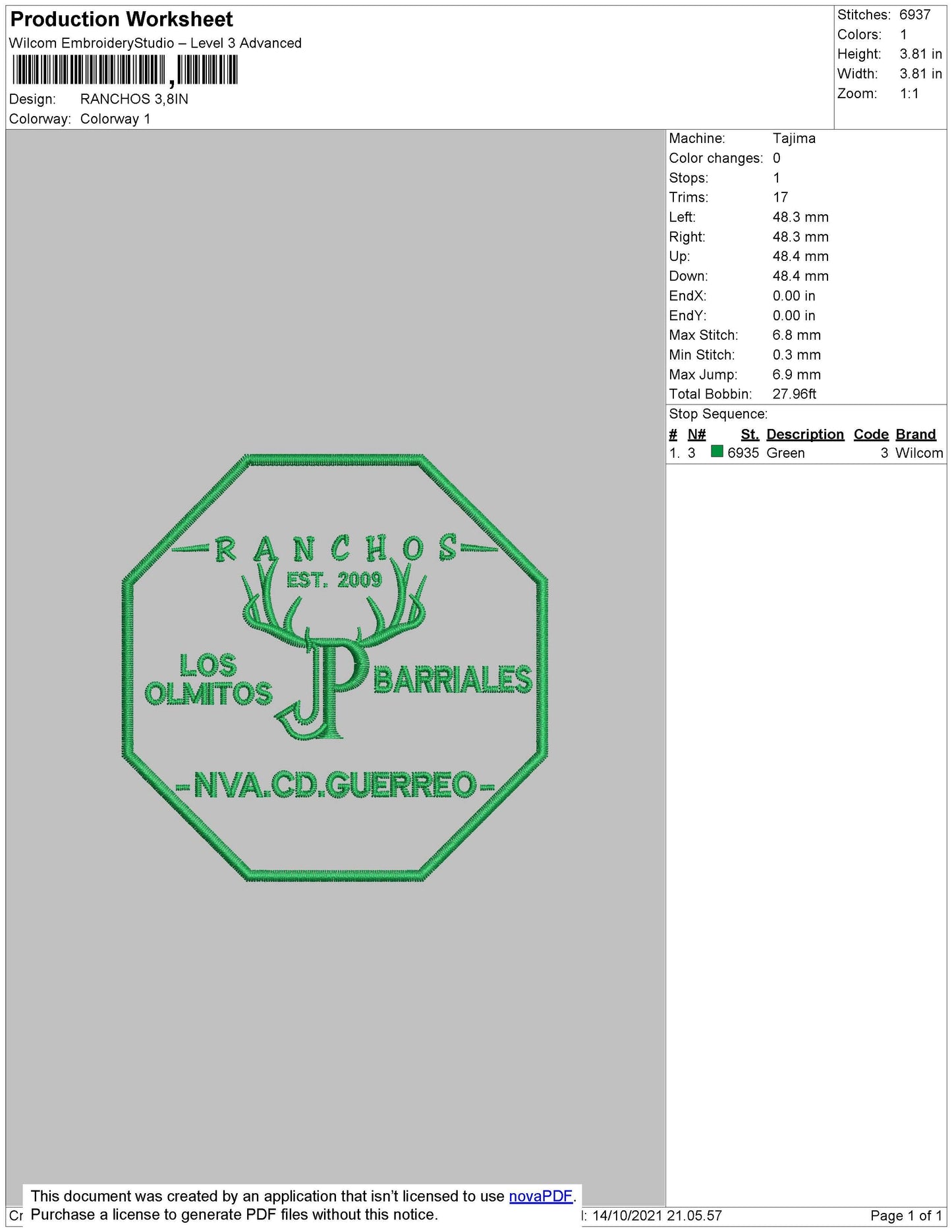 Ranchos Embroidery File 4 size