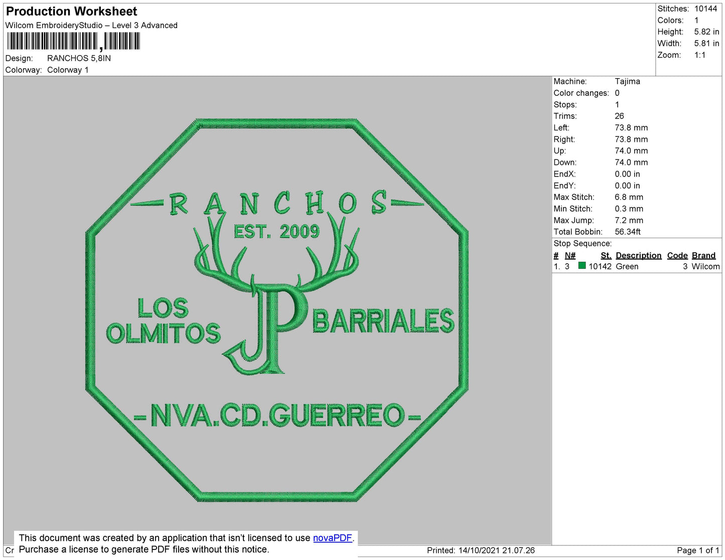 Ranchos Embroidery File 4 size