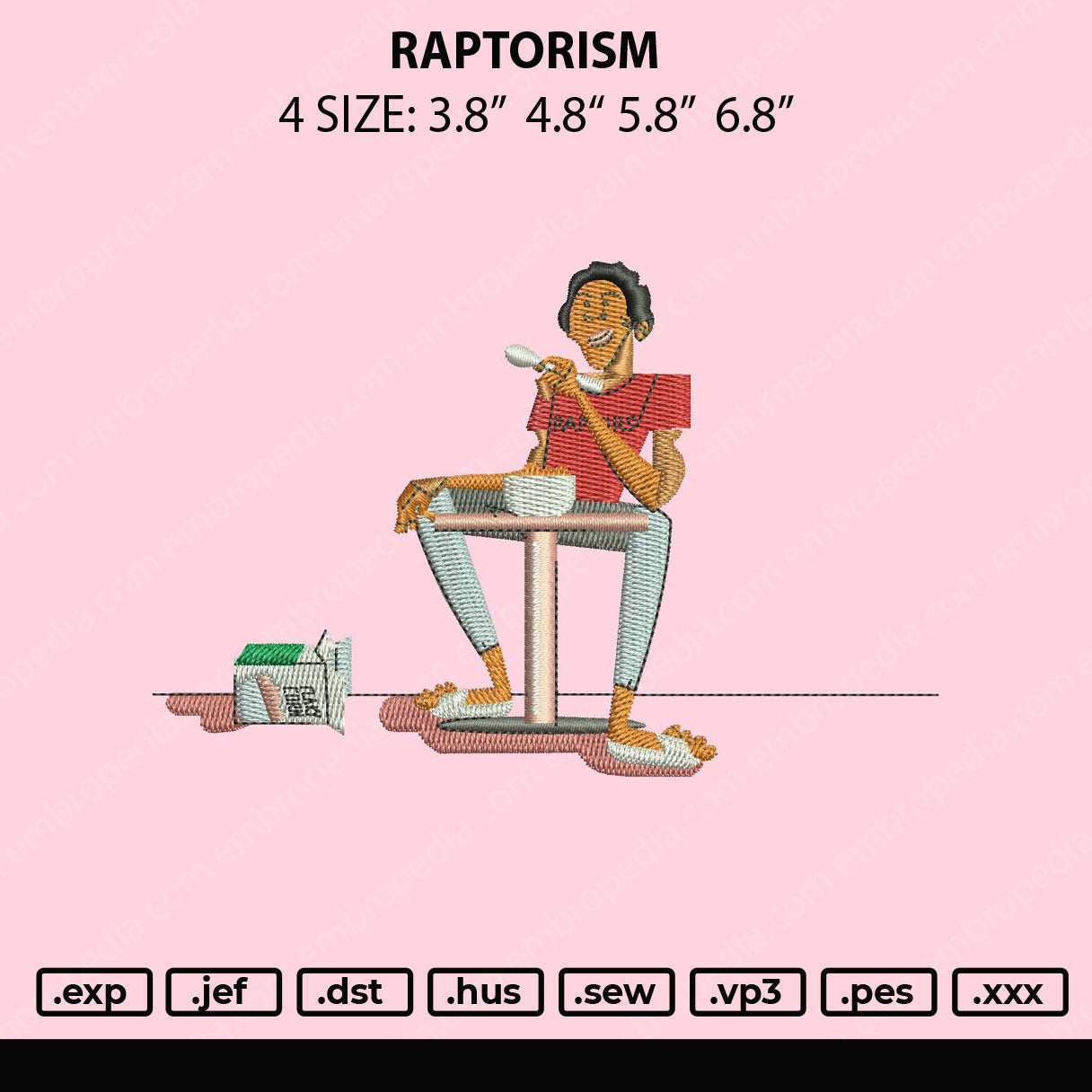 Raptorism Embroidery File 4 size