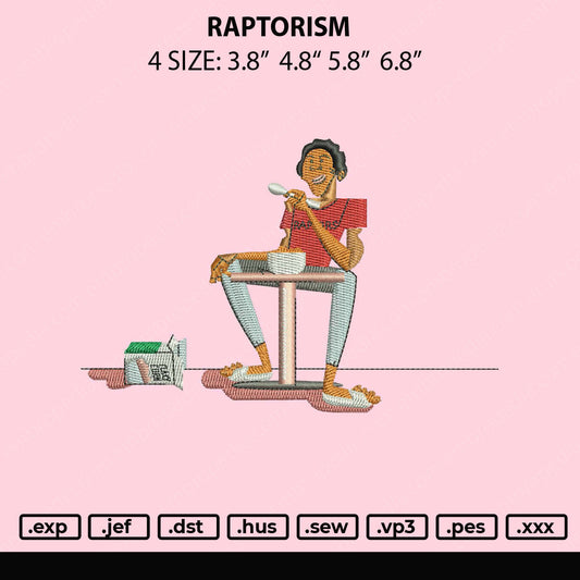 Raptorism Embroidery File 4 size
