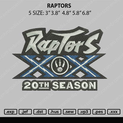 Raptors Embroidery File 5 size