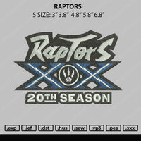 Raptors Embroidery File 5 size