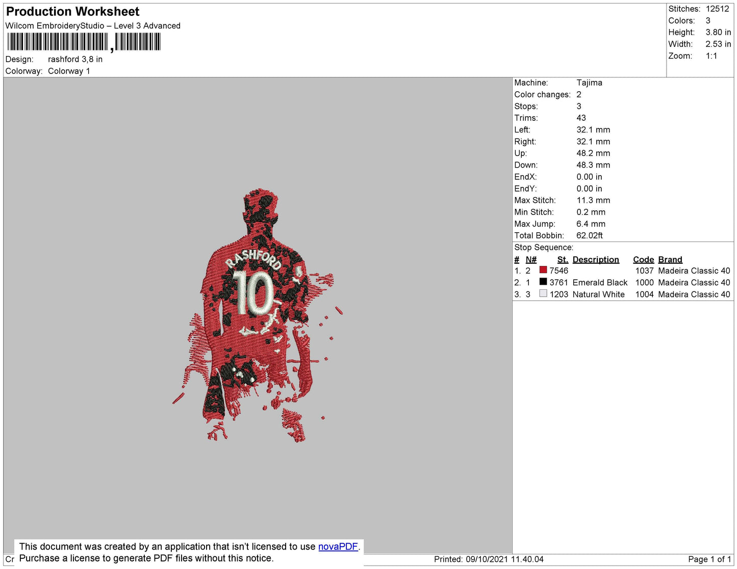 Rashford Embroidery File 4 size