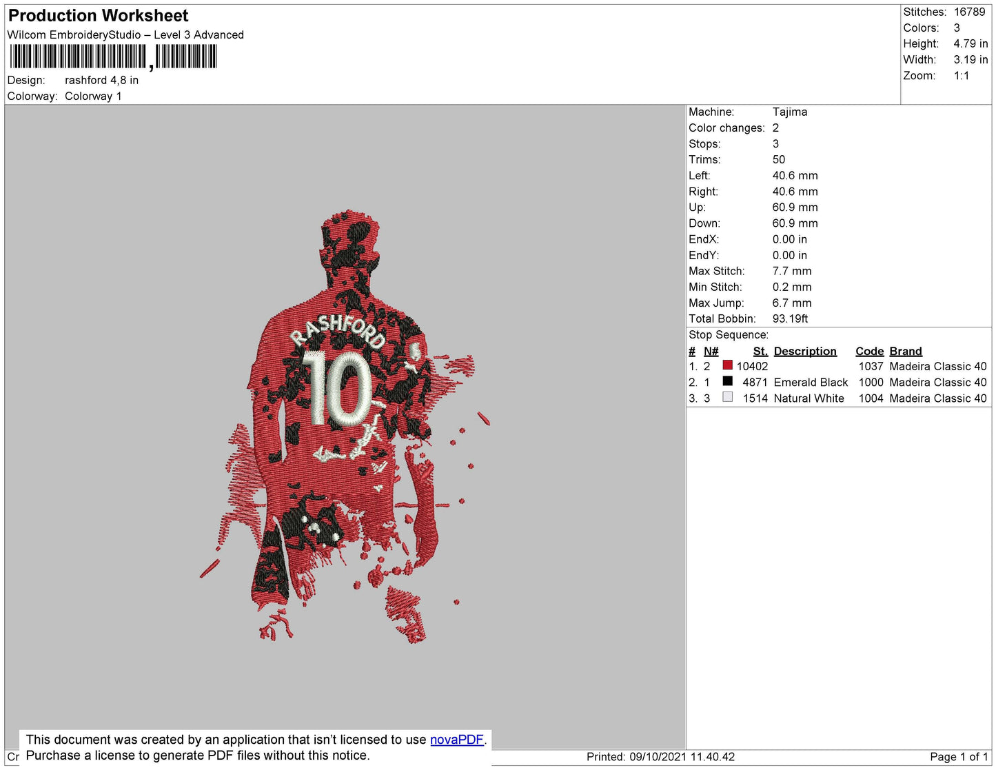 Rashford Embroidery File 4 size