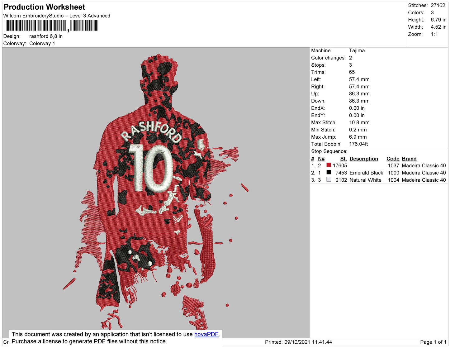 Rashford Embroidery File 4 size
