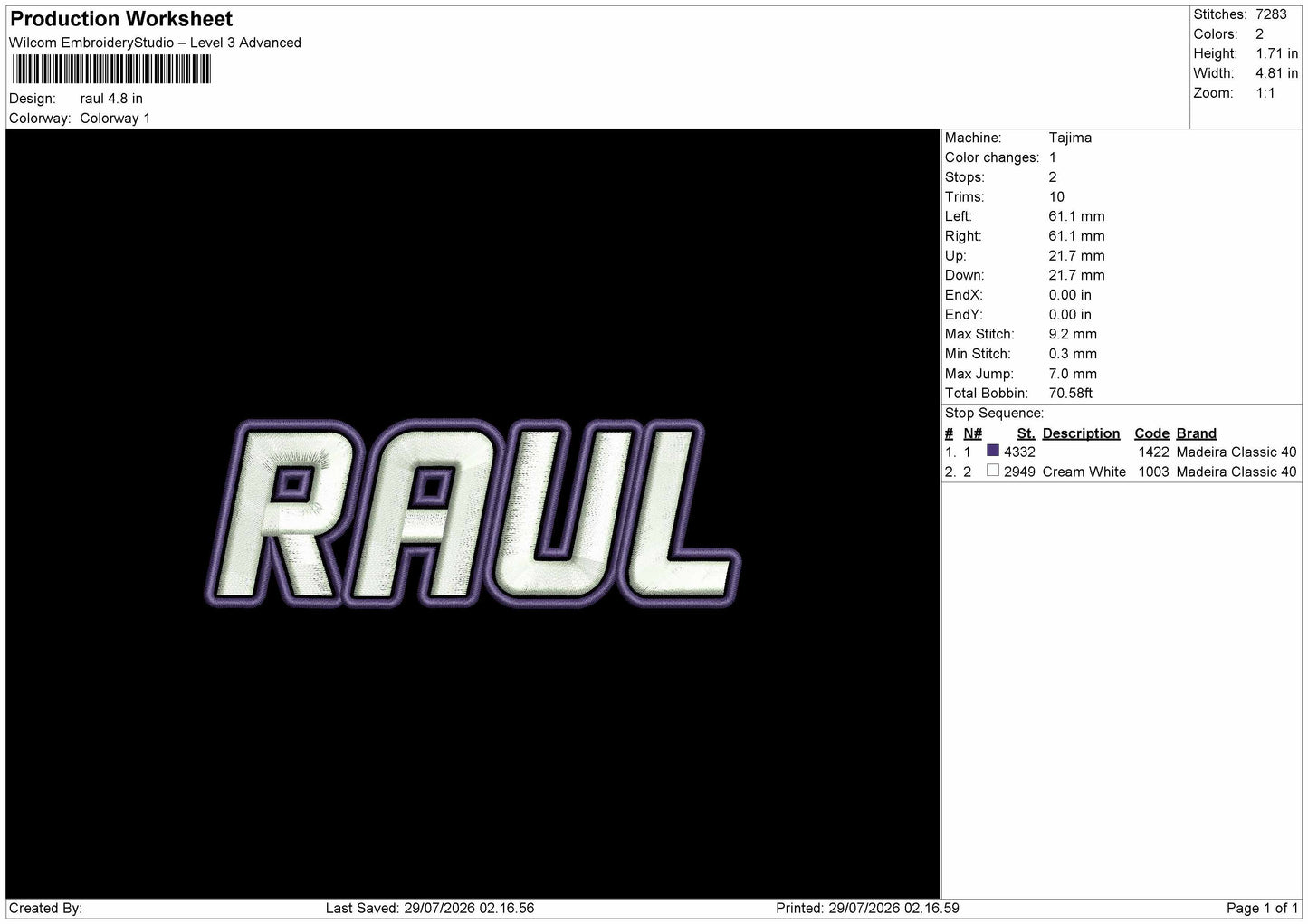 17 Names Embroidery Machine Design File 6 sizes