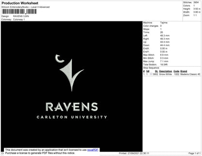Ravens Embroidery File 4 size