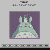 Totoro Embroidery File 4 size