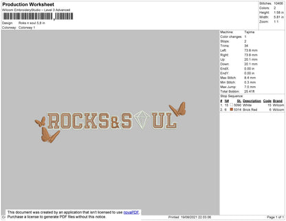 Rocks And Soul Embroidery File 4 size