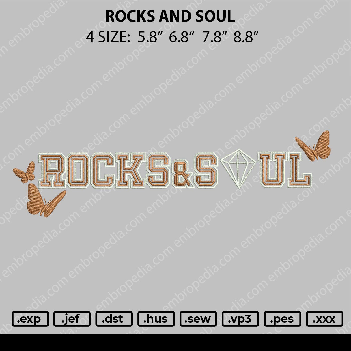 Rocks And Soul Embroidery File 4 size