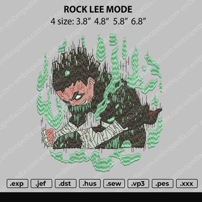 Rock Lee Mode Embroidery File 4 size