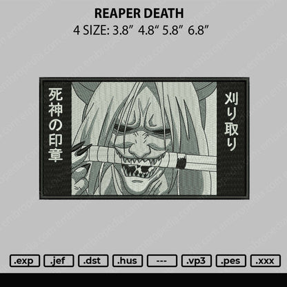 Reaper Death Embroidery File 4 size