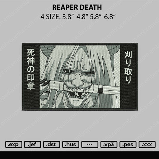 Reaper Death Embroidery File 4 size