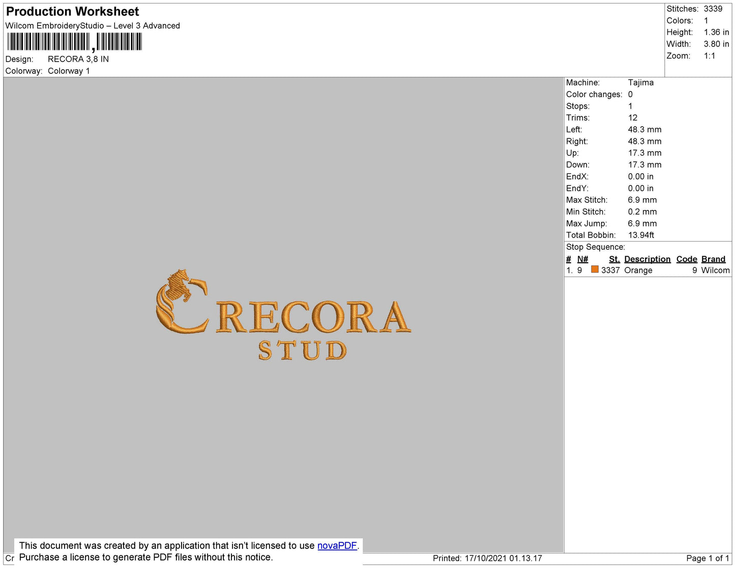 Recora Embroidery File 4 size