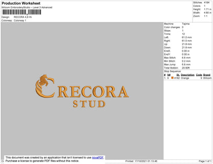 Recora Embroidery File 4 size