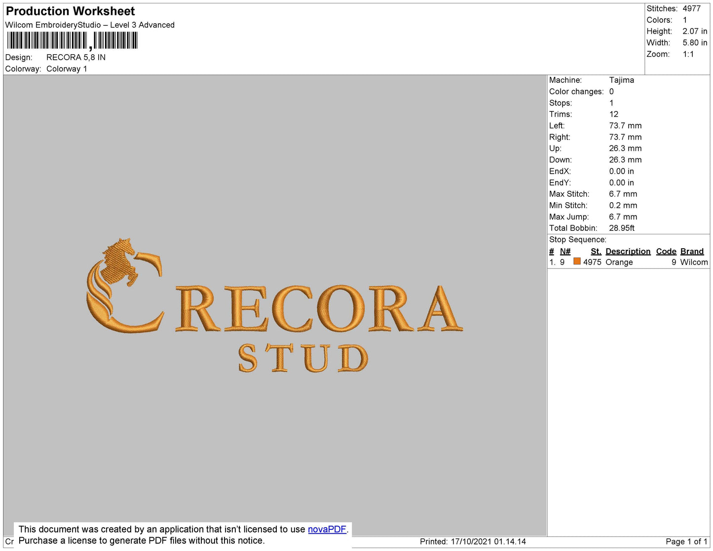 Recora Embroidery File 4 size
