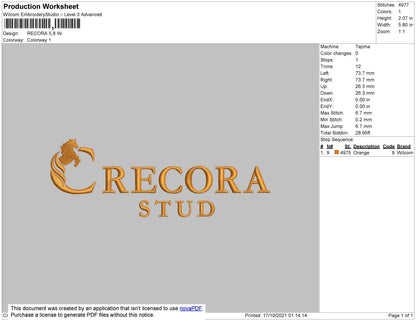 Recora Embroidery File 4 size