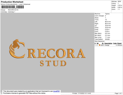 Recora Embroidery File 4 size
