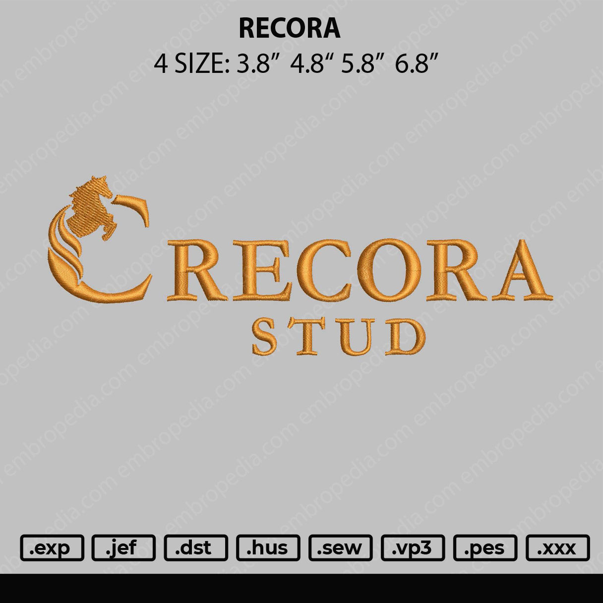 Recora Embroidery File 4 size
