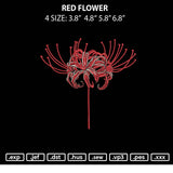 Red Flower Embroidery File 4 size
