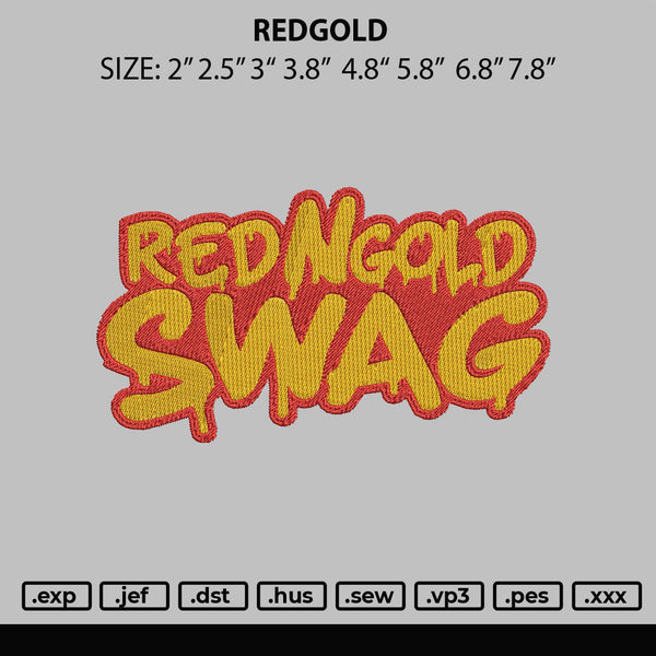 Redgold Embroidery File 6 sizes
