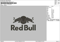 Redbull 1Color Embroidery File 6  sizes