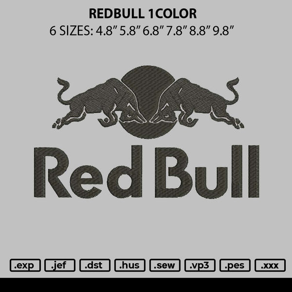 Redbull 1Color Embroidery File 6  sizes