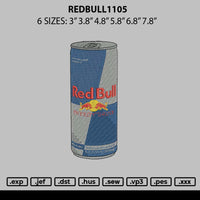Redbull1105 Embroidery File 6 sizes
