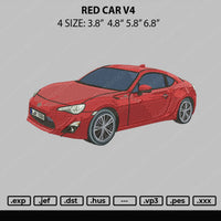 Red Car V4 Embroidery File 4 size