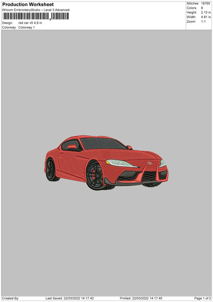 Red Car V5 Embroidery File 4 size