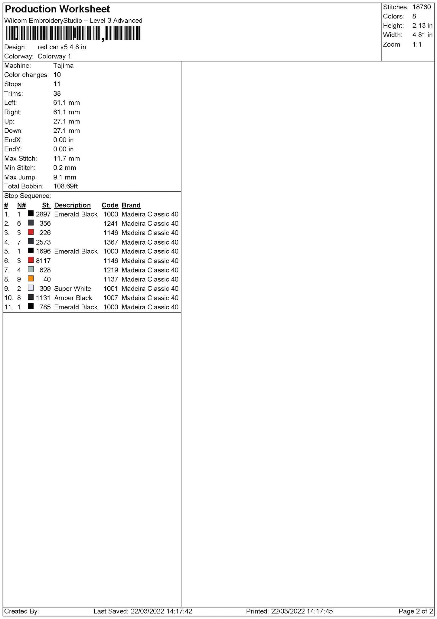 Red Car V5 Embroidery File 4 size