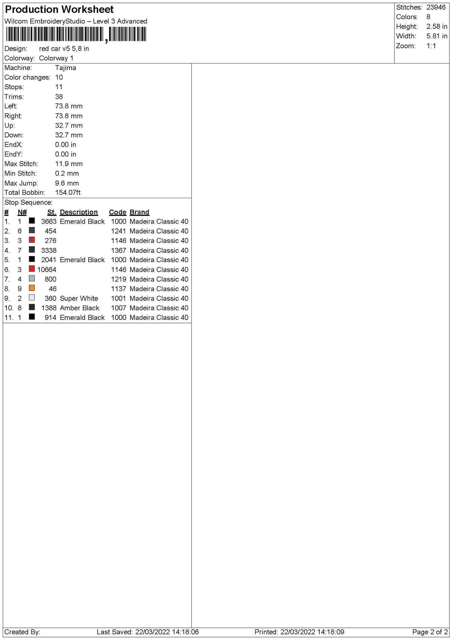 Red Car V5 Embroidery File 4 size