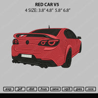 Red Car V5 Embroidery File 4 size