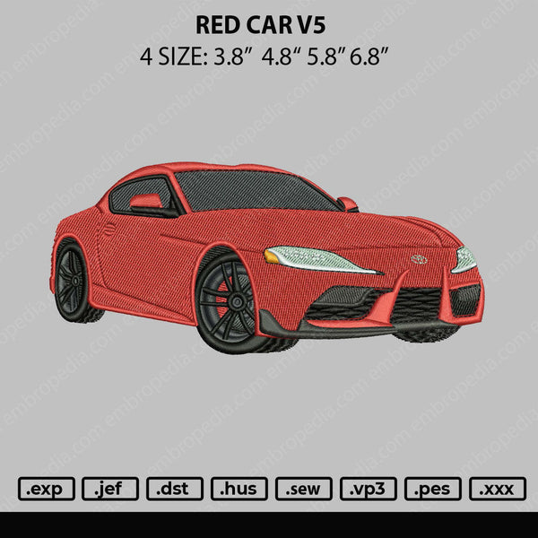 Red Car V5 Embroidery File 4 size