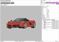 Red Ferarri Embroidery File 4 size