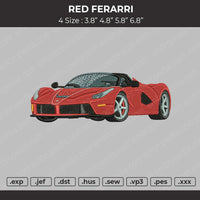Red Ferarri Embroidery File 4 size