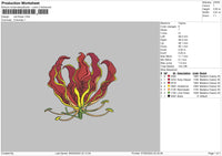 Red Flower Embroidery File 6 sizes